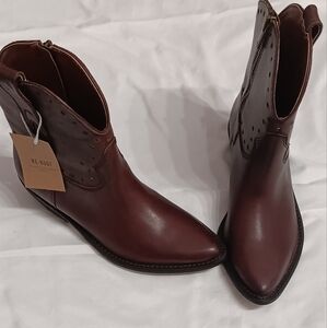 [NWT] [LUCKY BRAND] Chantel X Bootie Brown Leather Ankle Boots